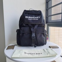Burberry Nylon Logo Print Backpack Black
