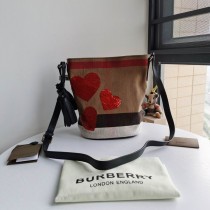 Burberry Ashby Canvas Check Sequin Heart Mini Crossbody