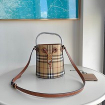 Burberry Mini Check Tb Bucket Bag Brown