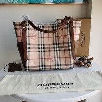 Burberry Canter Small Haymarket Check Tote Brown