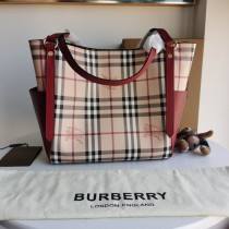 Burberry Canter Small Haymarket Check Tote Red