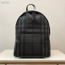 Burberry Charcoal Check Leather Backpack Black Grey