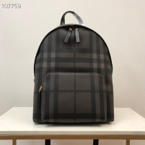 Burberry Charcoal Check Leather Backpack Coffee