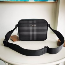 Burberry Check Fabric Crossbody Bag Black