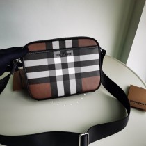 Burberry Check Fabric Crossbody Bag Brown