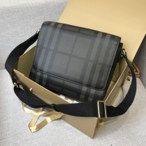 Burberry Check Messenger Shoulder Bag Black Coffee