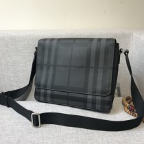 Burberry Check Messenger Shoulder Bag Black Grey
