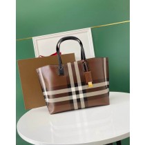 Burberry Check Tote Dark Birch Brown