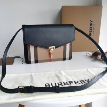 Burberry Derby Calfskin House Check Small Macken Crossbody Bag Black