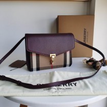 Burberry Derby Calfskin House Check Small Macken Crossbody Bag Burgundy