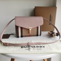 Burberry Derby Calfskin House Check Small Macken Crossbody Bag Pink
