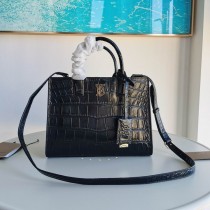 Burberry Frances Croc-Effect Leather Tote Bag Black