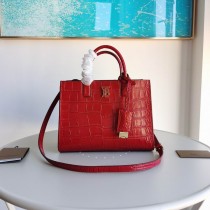 Burberry Frances Croc-Effect Leather Tote Bag Red