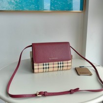 Burberry Haymarket Check Coated Canvas Loxley Crossbody Bag Red
