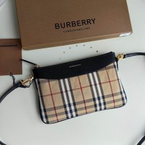 Burberry Horseferry Check Peyton Crossbody Clutch Bag Black