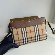 Burberry Horseferry Check Peyton Crossbody Clutch Bag Brown
