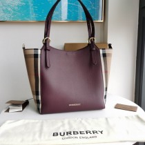 Burberry House Check Small Canterbury Tote Bag Burgundy