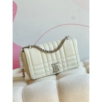 Burberry Lola Shoulder Bag Quilted Leather White
