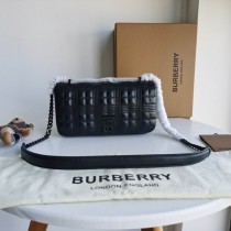 Burberry Lola Small Quilted Check Shoulder Bag Black