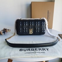 Burberry Lola Small Quilted Check Shoulder Bag Black