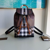 Burberry Check and Leather Backpack Brown