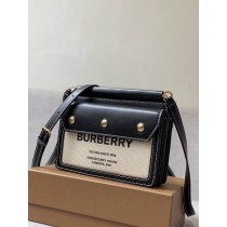Burberry Mini Horseferry Print Title Bag With Pocket Detail Black