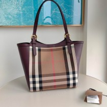 Burberry Small House Check Canterbury Tote Bag Burgundy