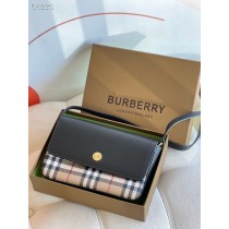 Burberry Vintage Check and Leather Mini Note Bag Black