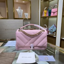 Bvlgari Serpenti Cabochon Agate Bag Calf Leather Pink