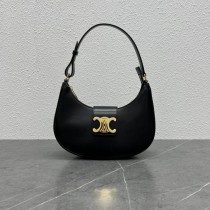 Celine Ava Triomphe Soft Bag In Smooth Calfskin Black