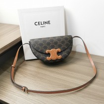 Celine Besace Cuir Triomphe Canvas Calfskin Tan