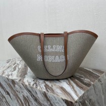 Celine Calfskin Canvas Triomphe Large Couffin Grey