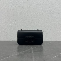 Celine Chain Shoulder Bag Cuir Triomphe Shiny Calfskin All Black