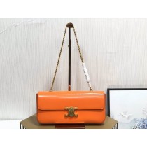 Celine Chain Shoulder Bag Triomphe Calfskin Orange