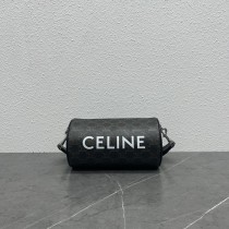 Celine Cylinder Bag Triomphe Canvas Black
