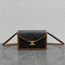 Celine Enveloppe Triomphe Bag Triomphe Canvas Calfskin Tan
