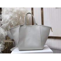 Celine Grained Calfskin Small Folded Cabas White