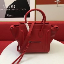 Celine Luggage Drummed Calfskin Bag 30CM Red