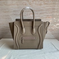 Celine Luggage Micro Handbag Drummed Calfskin Khaki 27CM