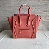 Celine Luggage Micro Handbag Drummed Calfskin Lychee 27CM