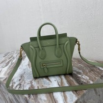Celine Nano Luggage Bag Drummed Calfskin 20CM Avocado