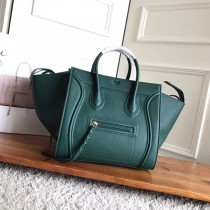 Celine Micro Luggage Handbag Drummed Calfskin 30CM Green