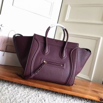 Celine Micro Luggage Handbag Drummed Calfskin 30CM Purple