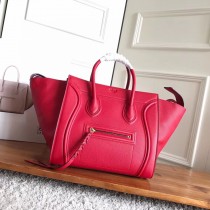 Celine Micro Luggage Handbag Drummed Calfskin 30CM Red