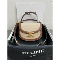 Celine Mini Besace Triomphe Calfskin Canvas Beige