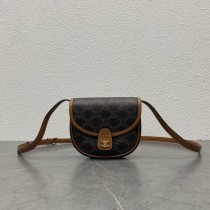Celine Mini Besace Triomphe Canvas Calfskin Tan