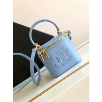 Celine Mini Vanity Case Cuir Triomphe In Smooth Calfksin Blue