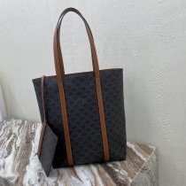 Celine Museum Logo Printed Calfskin Bag Tan