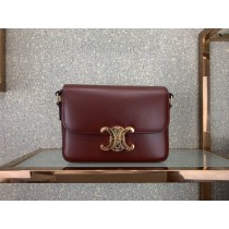 Celine Small Teen Triomphe Bag Shiny Calfskin Burgundy