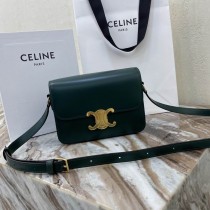 Celine Small Teen Triomphe Bag Shiny Calfskin Dark Green